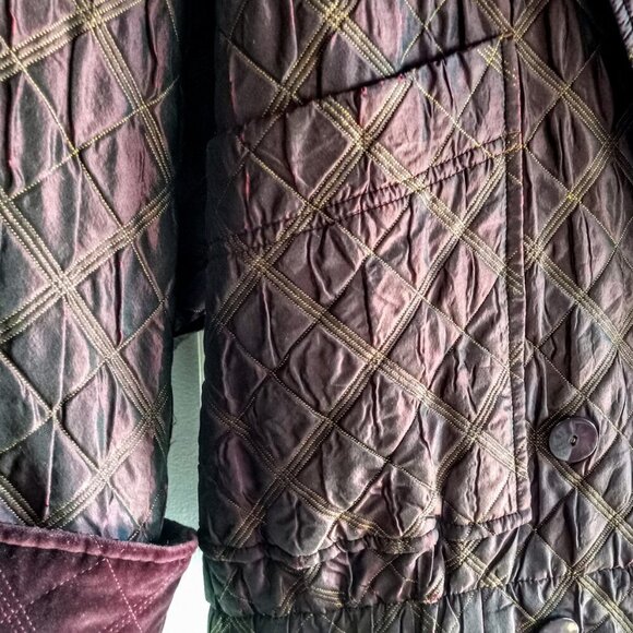 Vintage Burgundy Red Escada Silk Wool Cotton Velvet Quilted Jacket - Picture 8 of 13